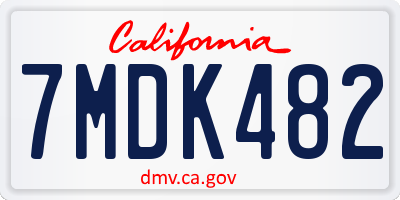 CA license plate 7MDK482