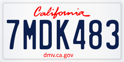 CA license plate 7MDK483