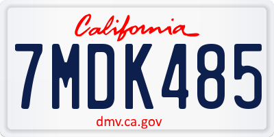 CA license plate 7MDK485
