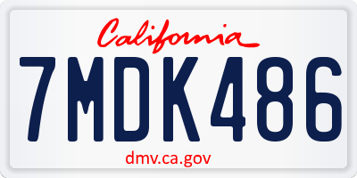 CA license plate 7MDK486