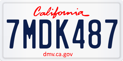 CA license plate 7MDK487