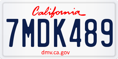 CA license plate 7MDK489