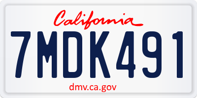 CA license plate 7MDK491