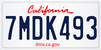 CA license plate 7MDK493