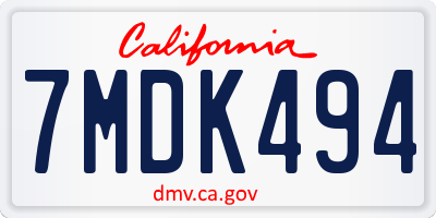 CA license plate 7MDK494