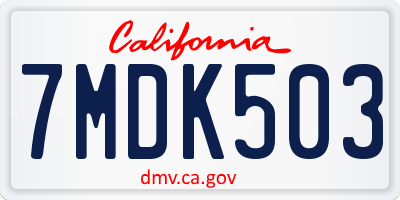 CA license plate 7MDK503