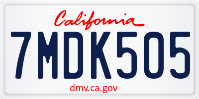 CA license plate 7MDK505