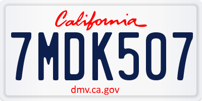 CA license plate 7MDK507