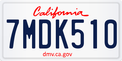 CA license plate 7MDK510