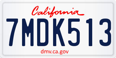 CA license plate 7MDK513
