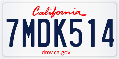 CA license plate 7MDK514