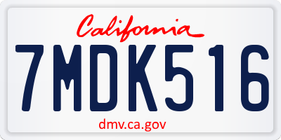 CA license plate 7MDK516