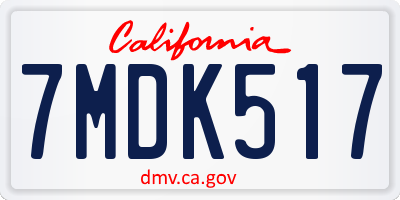 CA license plate 7MDK517