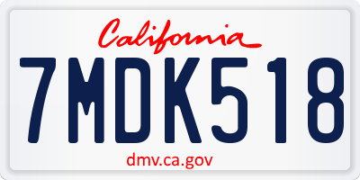 CA license plate 7MDK518