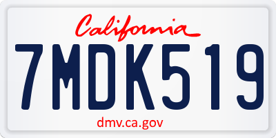 CA license plate 7MDK519