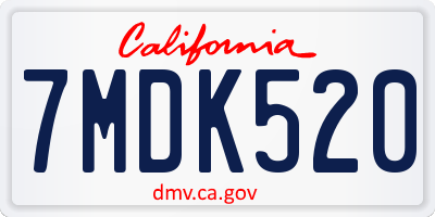 CA license plate 7MDK520