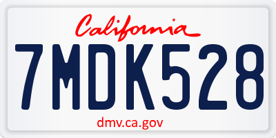 CA license plate 7MDK528