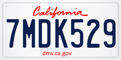 CA license plate 7MDK529