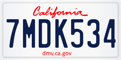 CA license plate 7MDK534