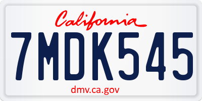 CA license plate 7MDK545