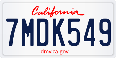 CA license plate 7MDK549