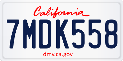 CA license plate 7MDK558