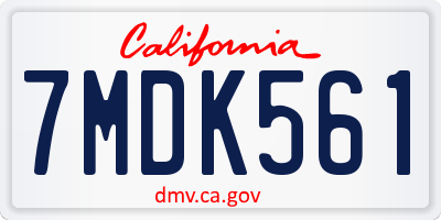 CA license plate 7MDK561