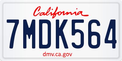 CA license plate 7MDK564