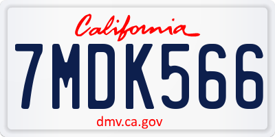CA license plate 7MDK566