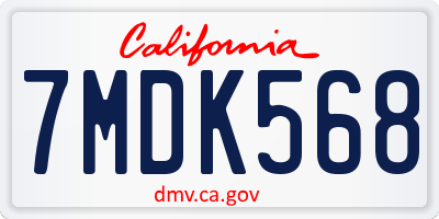CA license plate 7MDK568
