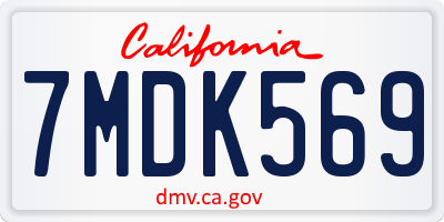 CA license plate 7MDK569
