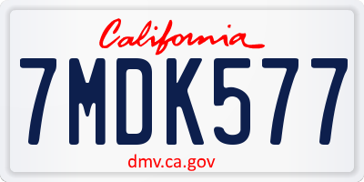 CA license plate 7MDK577