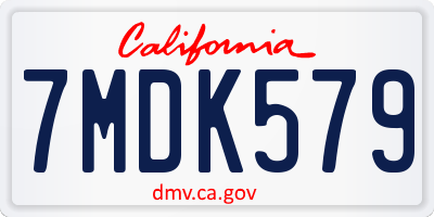 CA license plate 7MDK579