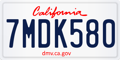 CA license plate 7MDK580
