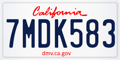 CA license plate 7MDK583