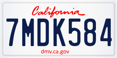 CA license plate 7MDK584