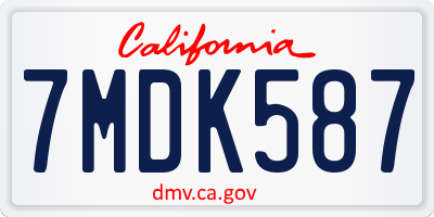 CA license plate 7MDK587