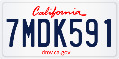 CA license plate 7MDK591