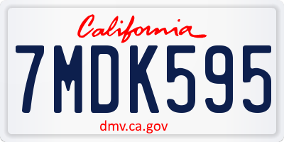 CA license plate 7MDK595