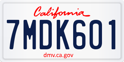 CA license plate 7MDK601
