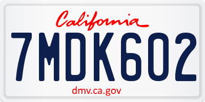 CA license plate 7MDK602