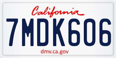 CA license plate 7MDK606