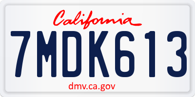 CA license plate 7MDK613