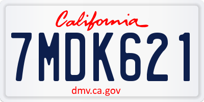 CA license plate 7MDK621