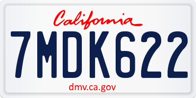 CA license plate 7MDK622