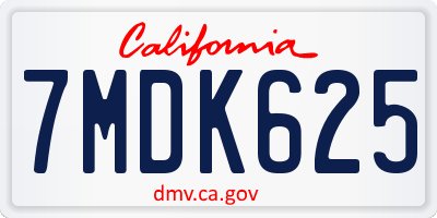 CA license plate 7MDK625