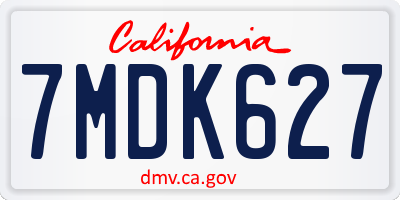 CA license plate 7MDK627