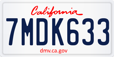 CA license plate 7MDK633
