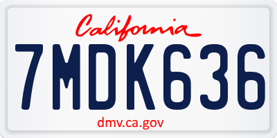 CA license plate 7MDK636