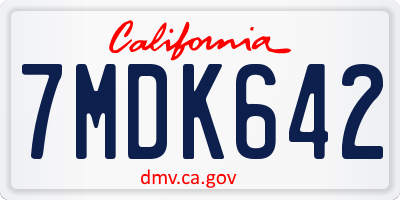CA license plate 7MDK642